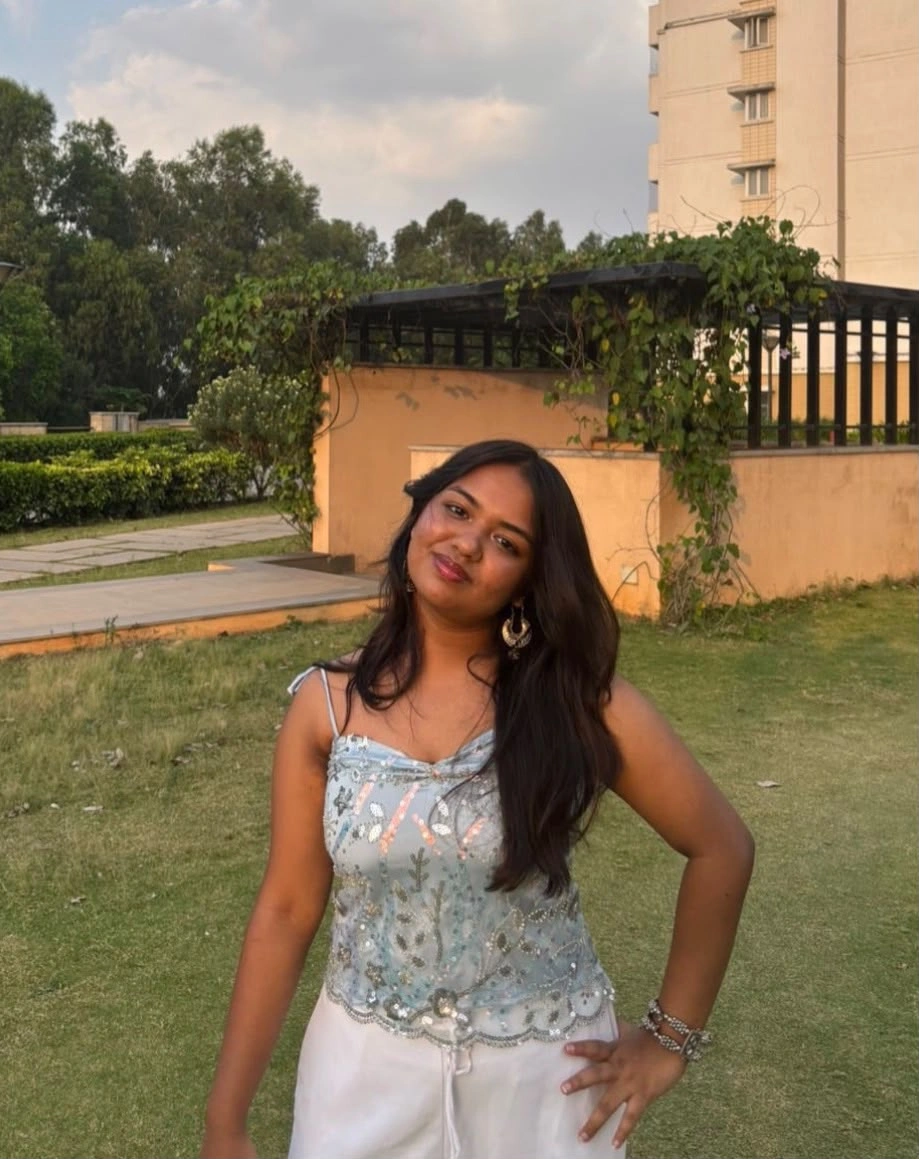 Customer wearing a custom outfit by Outfits by Deepshikhaa
