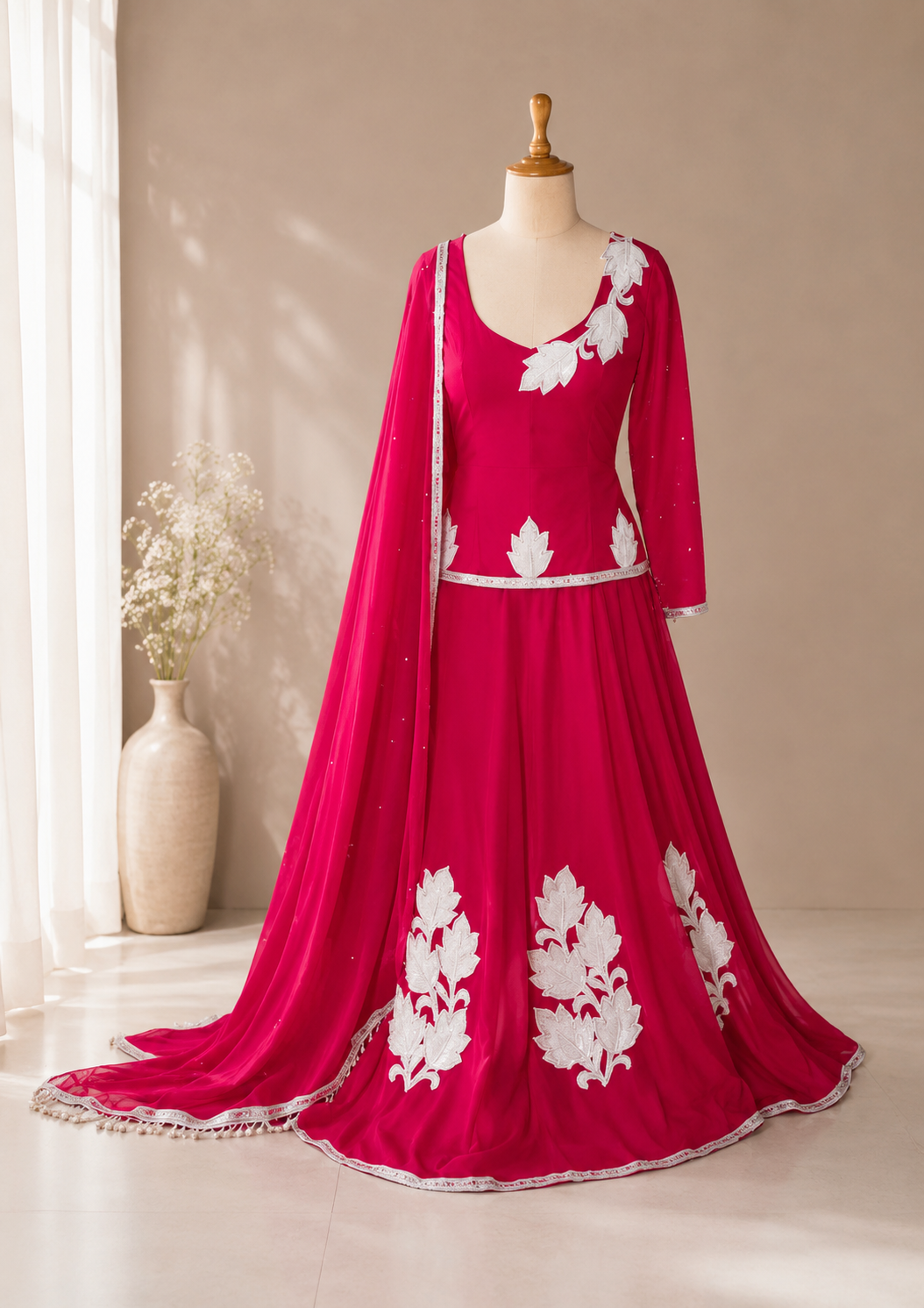 Blush floral lehenga with delicate hand embroidery